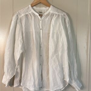 Zadig & Voltaire size L semi sheer long sleeve white button down blouse